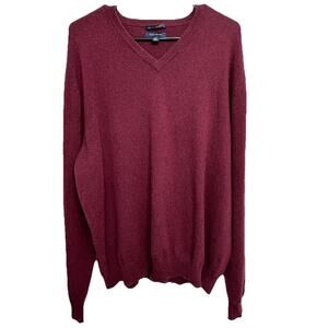 Club Room Sweater 100% Fine Cashmere V-Neck Long Sleeve Burgundy Men’s Size XL